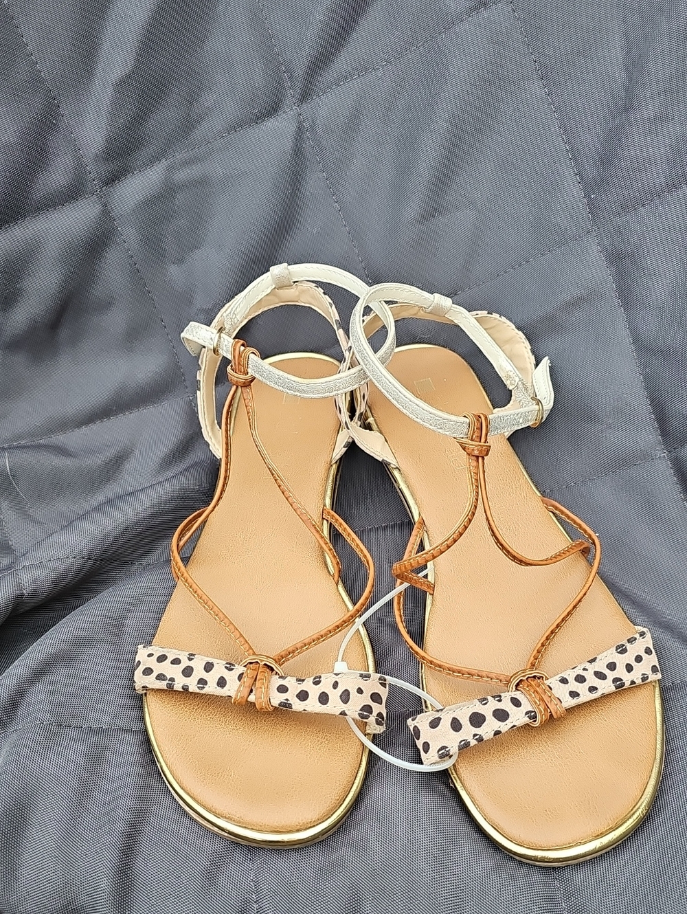 Leopard Print & Tan Strappy Women's Sandals Simple Lightweight Beach Vacay F14